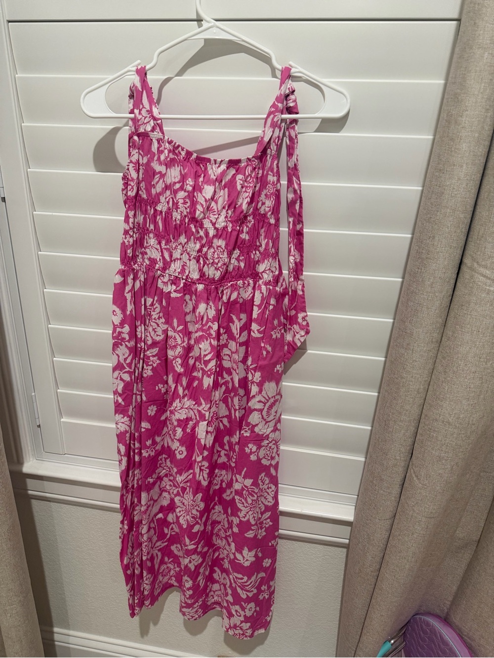 Pinch Pink Floral Midi Dress with White Print